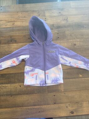 Columbia Girls' Lavender Hooded Fleece Jacket with Patterned Panels